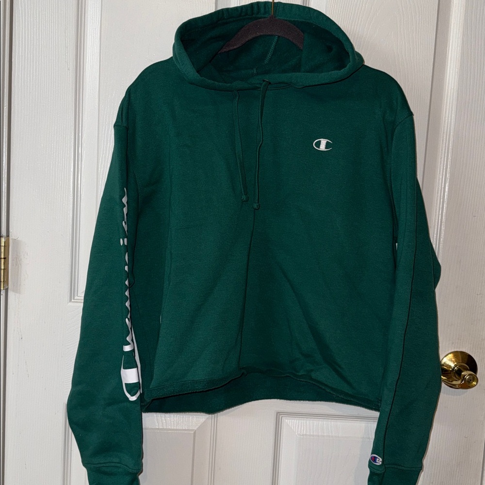 Champion Forest Green Pullover Cropped Hoodie